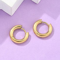 イオンプレーティング(IP) 304 ステンレススチール フープピアス  ゴールドカラー  13x14mm  ピン：1mm&nbsp;X-EJEW-F111-14mm-G