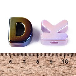 UVメッキ不透明アクリルヨーロピアンビーズ  大穴ビーズ  虹色の  アルファベット  ミックスカラー  6~23x19.5~20.5x13~14mm  穴：5.5~6mm  約179個/500g&nbsp;OACR-Q199-09