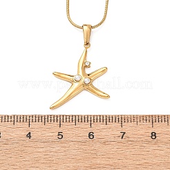 304 Stainless Steel Crystal Rhinestone Pendant Necklaces for Women&nbsp;NJEW-F378-01G-02