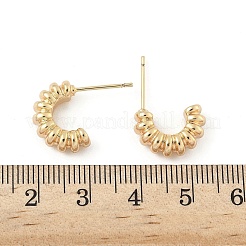 C字型真鍮スタッドピアス  18KGP本金メッキ  15x21x5mm&nbsp;EJEW-D320-11G