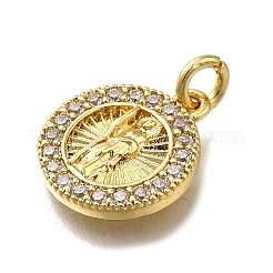 Brass Micro Pave Clear Cubic Zirconia Pendants&nbsp;ZIRC-I070-073G
