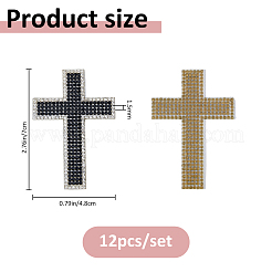 12Pcs Rhinestone Embroider Self-adhesion Thread Iron on/Sew On Patches&nbsp;PATC-FH0001-35