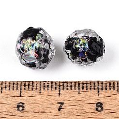 手作りのフォイルのガラスビーズ  オナガザル  ブラック  9~11x9~11x9~10mm  穴：1~1.5mm&nbsp;FOIL-N029-10A