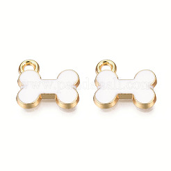 合金チャーム  エナメル  カドミウムフリー＆鉛フリー  ライトゴールド  骨  ホワイト  11.5x13x2mm  穴：1.6mm&nbsp;X-ENAM-S119-064D-RS