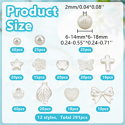 DIYジュエリー作りのパーツキット  ABSプラスチックイミテーションパールビーズを含む  アクリルパーツ  樹脂ビーズとカボション  ベージュ  291個/セット&nbsp;DIY-GO0002-68