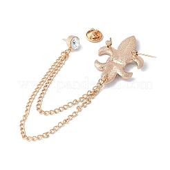 Vintage Fleur De Lis Alloy Hanging Chain Brooches&nbsp;JEWB-NH0001-02G