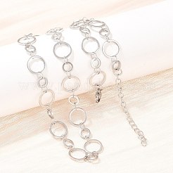 304 Stainless Steel 10MM and 14MM Ring Link Chain Necklaces&nbsp;NJEW-P343-02C-P