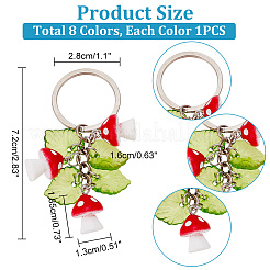 Resin Mushroom & Plastic Leaf Pendant Keychain&nbsp;KEYC-AB00040