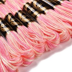 10かせ 6層ポリエステル刺繍フロス  クロスステッチの糸  セグメント染め  ピンク  0.5mm  約8.75ヤード（8m）/かせ&nbsp;OCOR-K006-A28