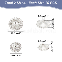 40スタイル2穴亜鉛合金ラインストーンシャンクボタン1個  ガラスと  花  銀  20x10mmと25.5x12mm  20個/スタイル&nbsp;DIY-GA0003-61