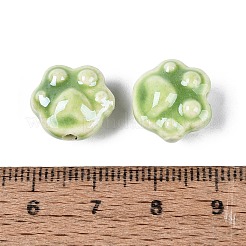 手作りの陶器ビーズ  光沢釉の磁器  爪  ライムグリーン  12.5~13.5x14~15x8~9mm  穴：1.6~2mm&nbsp;PORC-N012-08F