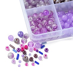 DIY ガラス ラウンド ビーズ & シード ビーズ ジュエリー メイキング ファインディング キット  ミックスカラー  1.5~7x1.5~7mm  穴：0.5~1.6mm&nbsp;DIY-FS0005-95