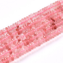 チェリークォーツガラスビーズ連売り  多面カット  ロンデル  5x2mm  穴：0.8mm  約174~177個/連  15.35~15.55''（39~39.5センチメートル）&nbsp;G-T141-61