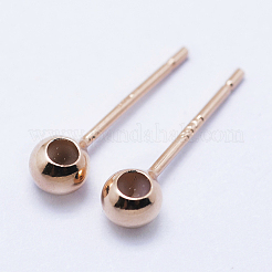 925スターリングシルバースタンドピアスパーツ  ゴム付きロンデルビーズ  ローズゴールド  15x4x3mm  穴：1mm  ピン：0.8mm&nbsp;STER-I014-23RG