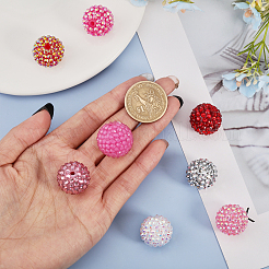 32 Pcs 8 Color Resin Rhinestone Bubblegum Ball Beads&nbsp;RESI-CA0001-62