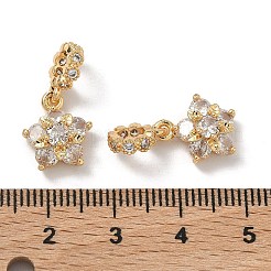真鍮パヴェキュービックジルコニアヨーロピアンダングルチャーム  花の大きな穴のペンダント  18KGP本金メッキ  透明  20.5mm  穴：4mm&nbsp;KK-A286-23G-01