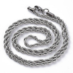 Non-Tarnish 304 Stainless Steel Rope Chain Necklaces for Men Women&nbsp;LS-NJEW-T012-03-66-S-01