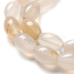天然ホワイトアゲート瑪瑙ビーズ連売り  ライス  12x8mm  穴：1.2mm  約33個/連  15.94''（40.5センチメートル）&nbsp;G-B106-B07-01
