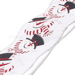 Christmas Theme Polyester Imitation Linen Wrapping Ribbon&nbsp;SRIB-P020-01B