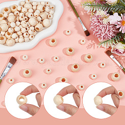 250Pcs 2 Styles Undyed Oil Coated Wooden Beads&nbsp;WOOD-PA0001-54