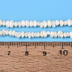 天然養殖淡水パール ビーズ 連  フラットラウンド  乳白色  2~6.5x2~6.5x1~4.5mm  穴：0.5mm  約182~190個/連  13.58~13.98インチ（34.5~35.5cm）&nbsp;PEAR-N015-03B-01