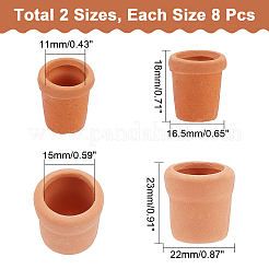 2スタイルのミニフィギュア植木鉢16個  コラム  チョコレート  16.5~22x18~23mm  内径：11~15mm  8個/スタイル&nbsp;DJEW-CA0001-16