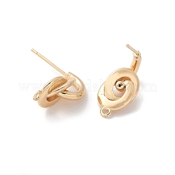 女性用真鍮スタッドピアス  カン付き  14KGP本金メッキ  18.5x8.5mm  穴：1mm  ピン：11.5x0.7mm&nbsp;KK-A244-11G