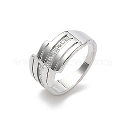 304ステンレススチール製キュービックジルコニアの指輪（女性用）  ステンレス鋼色  13mm  内径：18mm&nbsp;RJEW-F189-04P