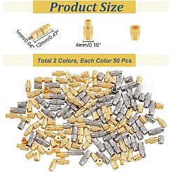100色の真鍮製ネジ留め具2個  コラム  プラチナ·ゴールデン  12x4mm  穴：1mm  50個/カラー&nbsp;KK-NB0002-69