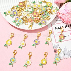 30Pcs 6 Styles Alloy Enamel Sunflower Pendant Decorations&nbsp;HJEW-YW00414