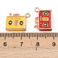 合金エナメルチャーム  ゴールドカラー  ラジオ  ミックスカラー  11x15x5mm  穴：1.4mm&nbsp;FIND-G101-01G