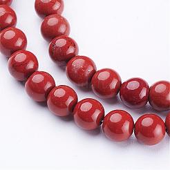 グレード ab+ 天然レッドジャスパー ラウンド ビーズ 連売り  ファイヤーブリック  6mm  穴：0.8mm  約63個/連  15インチ&nbsp;GSR6mmC011