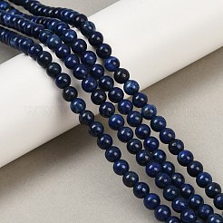 天然石ラピスラズリビーズ連売り  染め  ラウンド  6mm  穴：1mm  約58個/連  15''（38.1センチメートル）&nbsp;G-OC0001-77