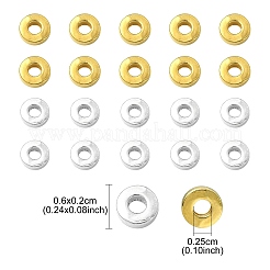 100個2色チベット風合金ビーズ  ドーナツビーズ  ゴールデン＆シルバー  6x2mm  穴：2.5mm  50個/カラー&nbsp;PALLOY-YW0001-82