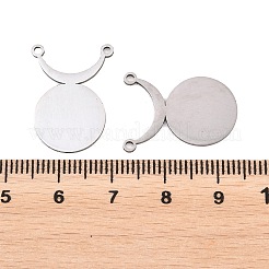 ステンレスペンダント201個  三日月と円盤のチャーム  ステンレス鋼色  22x16x1mm  穴：1.4~1.5mm&nbsp;STAS-B135-06P