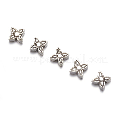 チベット銀ビーズ  鉛フリー＆カドミウムフリー  花  アンティークシルバー  約8.8広い  厚さ3.8mm  穴：1mm&nbsp;A132