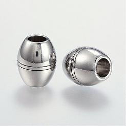 変色しにくい304ステンレススチールビーズ  大穴ビーズ  バレル  ステンレス鋼色  15x12mm  穴：5.5mm&nbsp;STAS-P127-04P