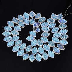 メッキガラスビーズ連売り  ABカラー  中国の縁起の良い雲模様のひし形  クリアAB  11~12x15.5x4.5mm  穴：1mm  約53~55個/連  23.62インチ〜25.39インチ（60~64.5cm）&nbsp;EGLA-S188-20-B03