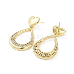 Rack Plating Brass Micro Pave Cubic Zirconia Studs Earrings&nbsp;EJEW-B047-03G-06