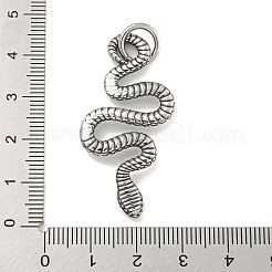 316サージカルステンレスペンダント  丸カン付き  スネークチャーム  アンティークシルバー  44x18.5x3mm  穴：7mm&nbsp;STAS-E212-115AS-C