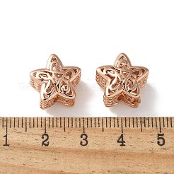 真鍮ビーズ  長持ちメッキ  ラックめっき  カドミウムフリー＆鉛フリー  スター  ローズゴールド  13x13.5x9.5mm  穴：5mm&nbsp;KK-U057-07RG