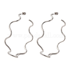 304 Stainless Steel Wavy Stud Earrings&nbsp;EJEW-R028-02P