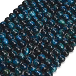 グレードAB天然タイガーアイビーズ連売り  染め  ラウンド  マリンブルー  8.5mm  穴：1.2mm  約46~48個/連  14.76''（37.5センチメートル）&nbsp;X-G-F591-18-8mm-02