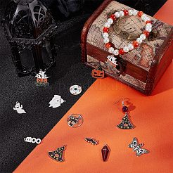 24 個 12 スタイルハロウィン合金エナメルペンダント  ゴースト＆バット＆バタフライ  ミックスカラー  8.5~28x8~30x1~3mm  穴：1.2~2mm  2個/スタイル&nbsp;ENAM-SC0003-38