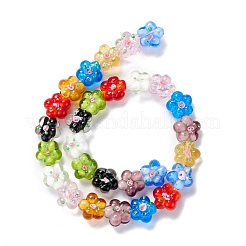 手作りランプワークビーズ連売り  バンピー  花  ミックスカラー  13.5~14x14.5~15x7~8mm  穴：1.4mm  約28個/連  14.57インチ（37cm）&nbsp;LAMP-D015-08I