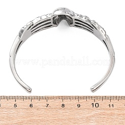 316サージカルステンレススチールカフバングル  スカル  アンティークシルバー  内径：2.42インチ（6.15cm）&nbsp;BJEW-C142-01E-AS
