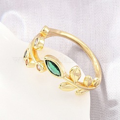 Brass Pave Cubic Zirconia Cuff Open Rings&nbsp;CU-CBACDF6-09G-01