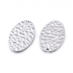 変色しない304ステンレススチールペンダント  レーザー切断  テクスチャ  オーバル  ステンレス鋼色  25.5x16.5x1mm  穴：1.2mm&nbsp;STAS-L232-055P