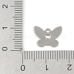 変色しない201ステンレススチールチャーム  バタフライチャーム  ステンレス鋼色  10x12x1mm  穴：1.2mm&nbsp;STAS-C108-62P