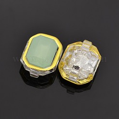 縫い付けラインストーン  マルチ連リンク  台湾アクリル  黄金メッキ  服飾材料  長方形  淡緑色  14x12x6.5mm  穴：1mm&nbsp;LS-X-SA12-10x12-ACG-H30